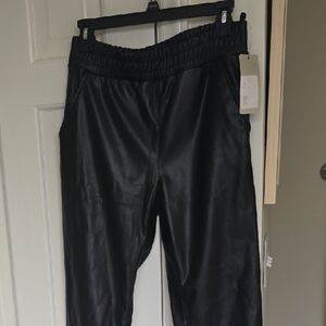 RD Style Black Faux Leather Jogger Pants